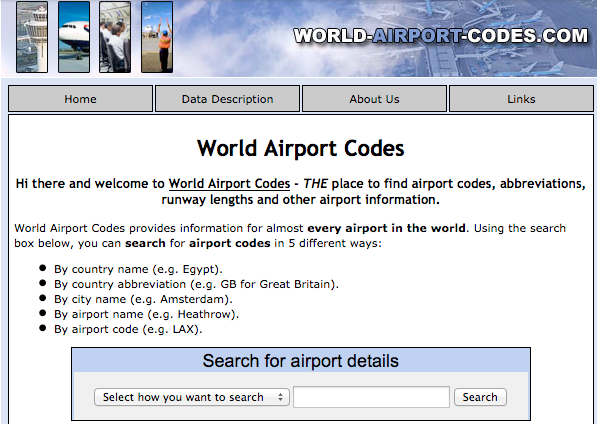 The first version of World Airport Codes from 2003